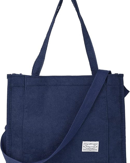 Valleycomfy Corduroy Tote Bag for Women Travel Crossbody Bag Purse Women Shoulder Bags Work Handbags Everyday Hobo Bag