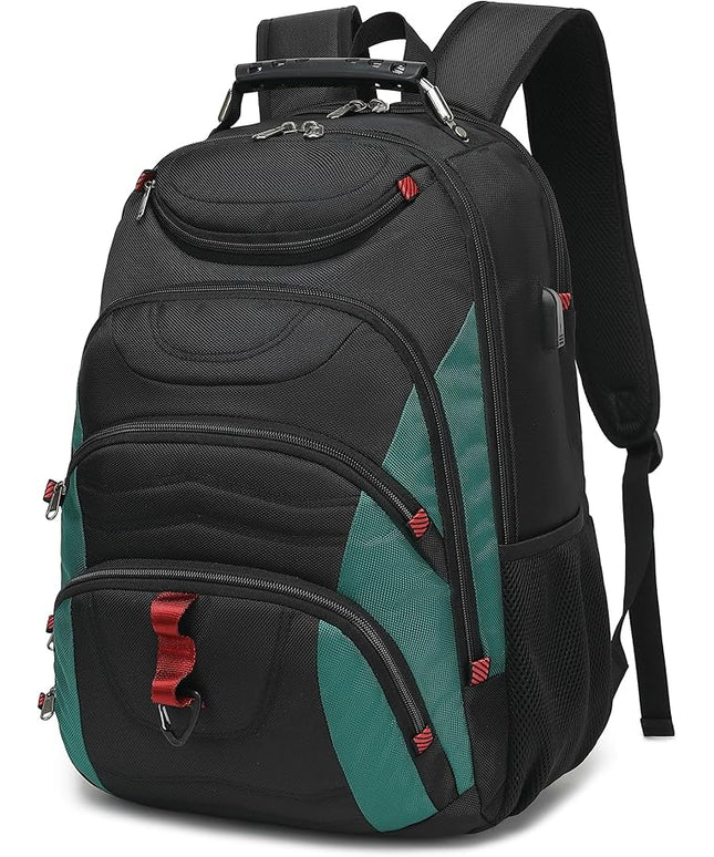 Boavan Laptop Backpack for men, 17.3 inch Laptop Bag with USB Port, Waterproof Travel Work Backpack Purse, Anti-Theft Teacher Nurse Doctor Casual Bookbags Office Business backpack，Black&Deep Juniper