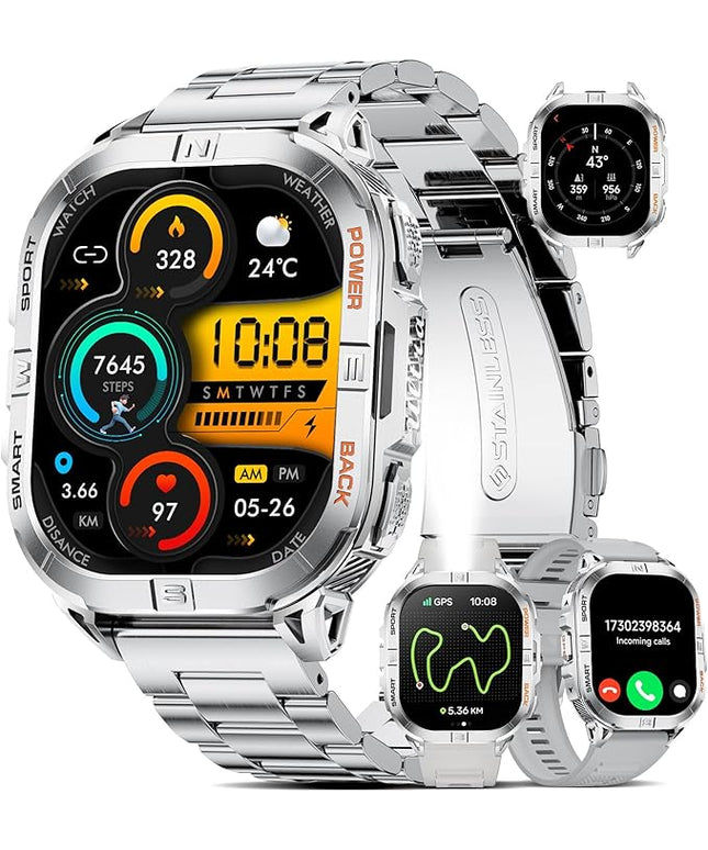 GPS Military Smart Watch for Men(Answer/Call), 2.13'' Smartwatch,60 Days Battery,6 Satellite Positioning/Compass,5 ATM Fitness Tracker with Flashlight/Heart Rate/Sleep/100+ Sport Modes for iOS/Android