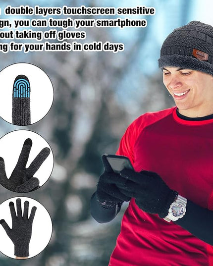 Sureio 60 Pcs Homeless Beanies Hat Scarf Glove Set Bulk Winter Knitted Beanies Gloves Scarf Socks for Homeless Care Package