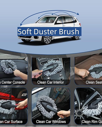 Car Interior Duster Detail Brush Cleaning Gel Kit, Soft Dash Vent Dusting Slime Putty Detailing Brushes Accessories Essentials Supplies Tools for Auto,Truck,SUV,RV