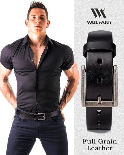 WOLFANT Thicken Full Grain Heavy Duty Belts for Men,100% Italian Real Solid Leather