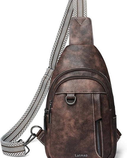 7L Sling Bag for Women Men Leather Small Sling Backpack Daypack Anti Theft Fanny Pack Crossbody Purse Travel