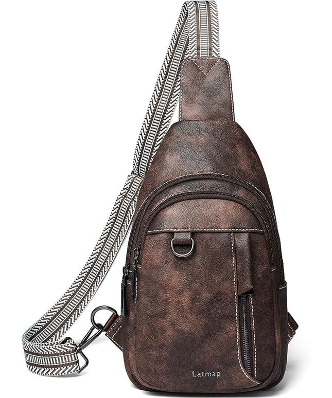 7L Sling Bag for Women Men Leather Small Sling Backpack Daypack Anti Theft Fanny Pack Crossbody Purse Travel