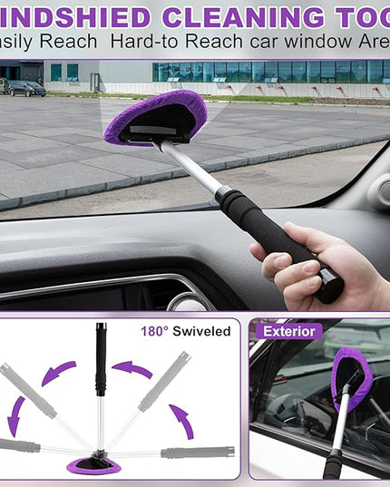 Viewsun Windshield Cleaner Tool, 17Pcs Purple Car Interior Cleaning Kit, Detailing Kit Cleaner, Detailing Brush, Cleaning Gel, Inside Cleaning Supplies Accessories for Trucks, SUVs, RVs Window