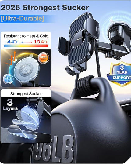 TORRAS 2026【Strongest Suction & Ultra-Durable】 Phone Holders for Your Car,【Patent & Safety Certs】 Car Phone Holder Mount Truck Stand for Dashboard Windshield Vent for iPhone 17 16 15 14 13, Navy Blue