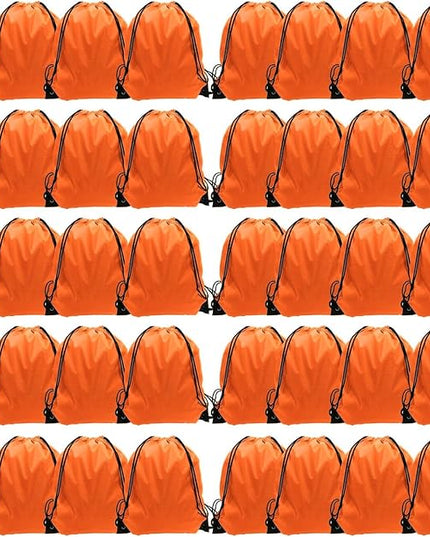 GoodtoU Drawstring Bags, Drawstring Backpacks Bulk Nylon Backpack Draw String Back Bag Cinch Sack Drawstring Gym Bag String Backpack for Sport, Traveling, Team (40Pcs, Orange)