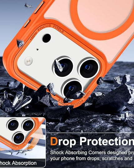 Hython Case for iPhone 17 Pro Case Magnetic Translucent Matte Phone Cases 6.3" [Compatible with MagSafe] Thin Slim Fit Shockproof Bumper Hard Protective Cover for Women Men Girls, Frosted Orange