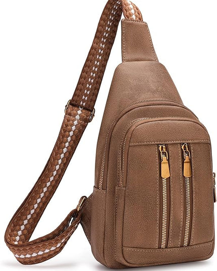 FALAN MULE Crossbody Bags for Women Trendy Leather Sling Chest Bag Fanny Packs for Women