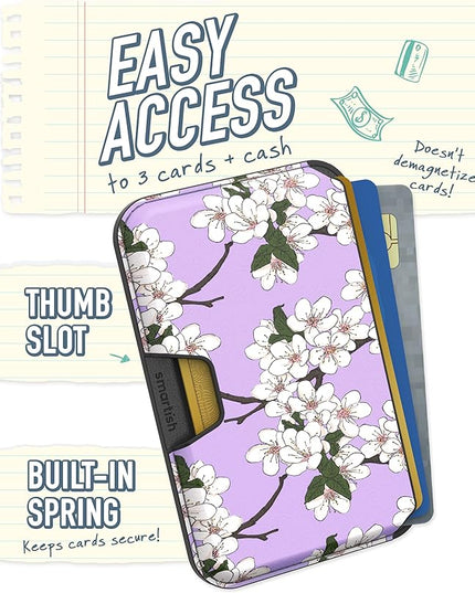 Smartish Wallet for MagSafe iPhones - Side Hustle - Vegan Leather Slim Detachable Magnetic Card Holder for Apple iPhone 17/16/15/14/13/12/13/12 Models - Very Cherry Blossom