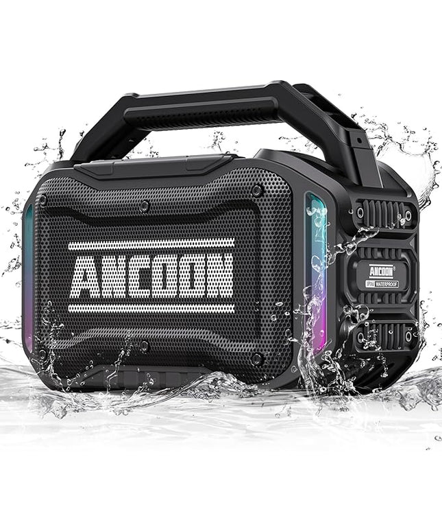 Speakers Bluetooth Wireless: 80W(Peak) Loud Speaker with Bass, 20H Playtime, IPX6 Waterproof, Large Jobsite Speakers for Work, Outdoor, Workshop, Garage, Portable Speaker with TWS (Black)