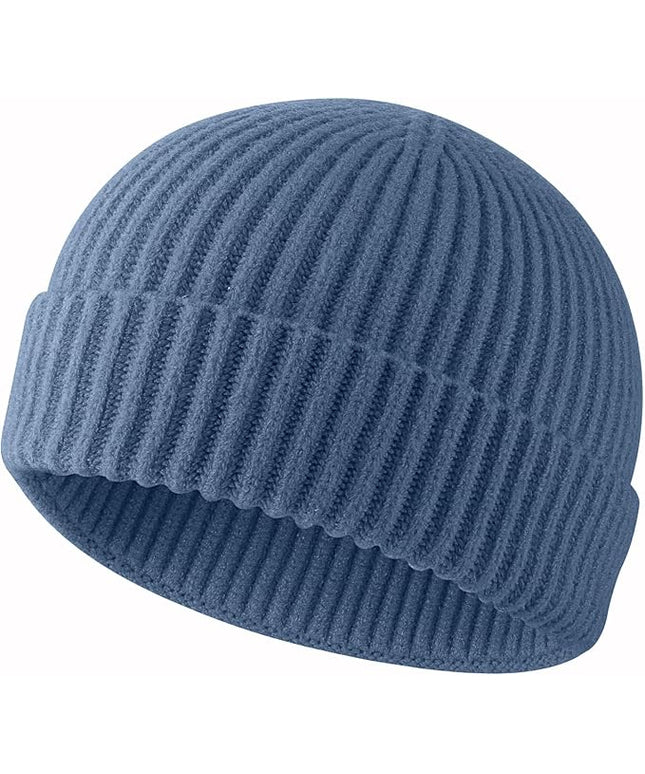 ROYBENS Swag Wool Knit Cuff Short Fisherman Beanie for Men Women, Winter Warm Hats
