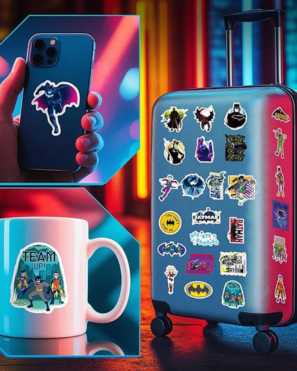 Batman Stickers for Water Bottles – 50PCS Superhero Vinyl Stickers for Kids, Teens, Adults - Waterproof Vinyl Decal Sticker for Laptop, Phone, Skateboard, Scrapbook, Party Favors, Gifts