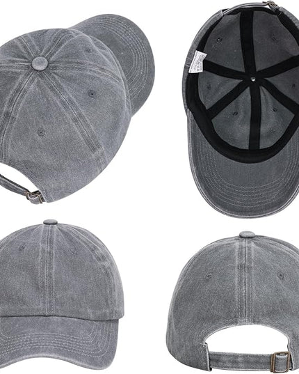 MEINICY 3 Packs Washed-Cotton Plain Baseball Cap, Vintage Adjustable Dad Hats Gift for Men/Women,Unstructured