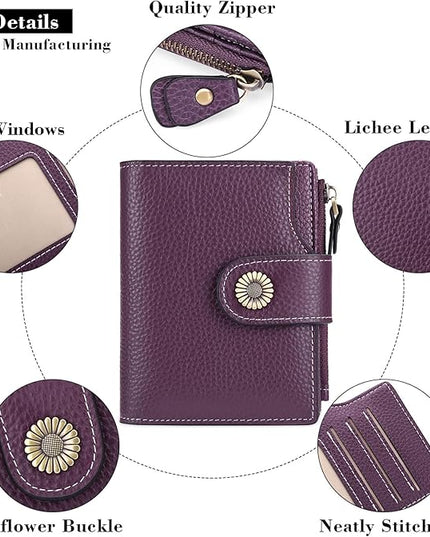 FALAN MULE Small Wallet for Women Leather Bifold Compact Small Womens Wallet with RFID Blocking