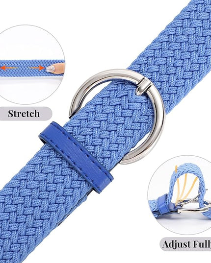 JASGOOD Women Men Braided Woven Elastic Stretch Belt Golf Canvas Casual Belt for Jeans Pants