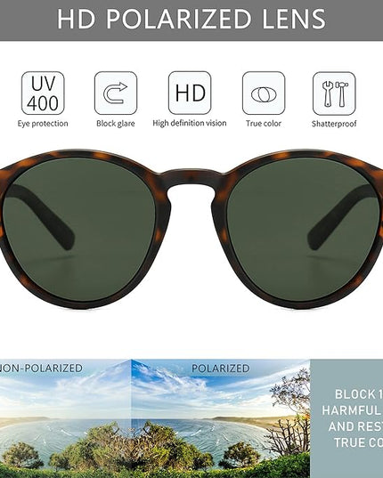 SUNGAIT Classic Vintage Round Polarized Sunglasses for Women Men Retro Style UV400