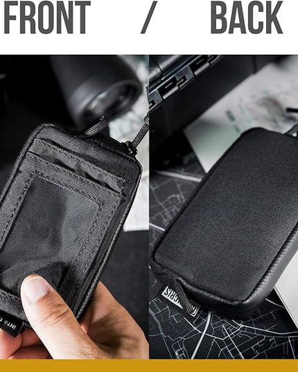 ONETIGRIS Front Pocket Wallet with Zippers Small Coin Purse Tactical Wallet Nylon Minimalist Wallet for Men Women, Black