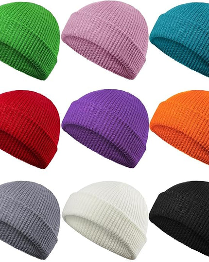 Geyoga 9 Pieces Winter Beanie Hats Trawler Short Beanie Watch Hat Warm Knit Fisherman Skull Cap for Men Women, 9 Colors