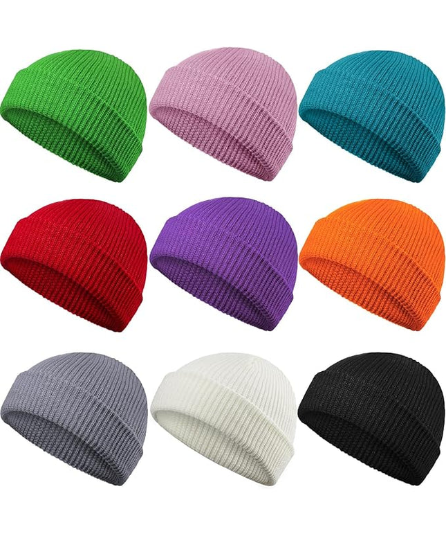 Geyoga 9 Pieces Winter Beanie Hats Trawler Short Beanie Watch Hat Warm Knit Fisherman Skull Cap for Men Women, 9 Colors