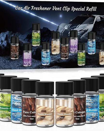 Car Air Freshener Refill, Car Air Freshener Vent Clip Special Refill, 5 Scents, 10 Bottles (Excluding Machine)