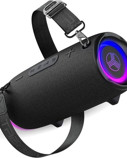 TREBLAB HD-Max Portable Bluetooth Speaker, 60W Loud Stereo Sound with Deep Bass, IPX7 Waterproof Outdoor Speaker, 20H Playtime, Powerbank, RGB Party Lights