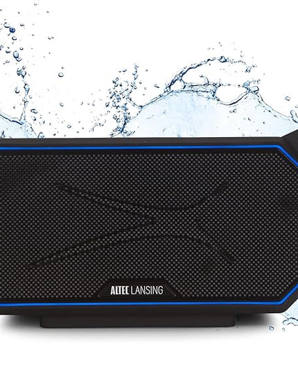 Altec Lansing Portable Bluetooth Speaker HYDRABOOM 2.0, 32W Output Power, 16Hr Playtime, Party Sync, Qi Wireless Charging, Everything-Proof, Voice Assistant Compatible - Black