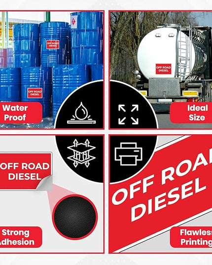 5 x Off Road Diesel Label Decal, 10 x 7 inch Vinyl for Fuel Sticker | Diesel Brothers Decal Self-adhesive, UV-resistant, Water-proof Decals