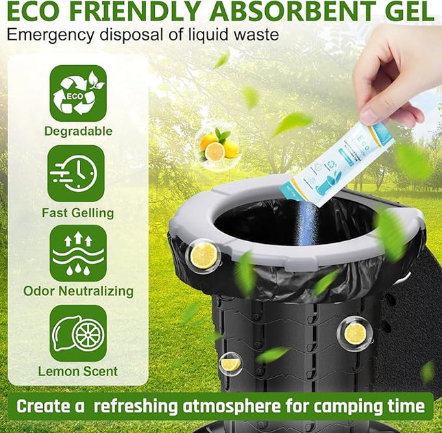 BLIKA 30 Count Camping Toilet Bags Eco Absorbent Gel Set, Portable Toilet Bags with Gel, 8 Gallon, 30 Liter, Heavy Duty 1 Mil, Toilet Replacement Bags with Toilet Powder for Camping Outdoor Hiking