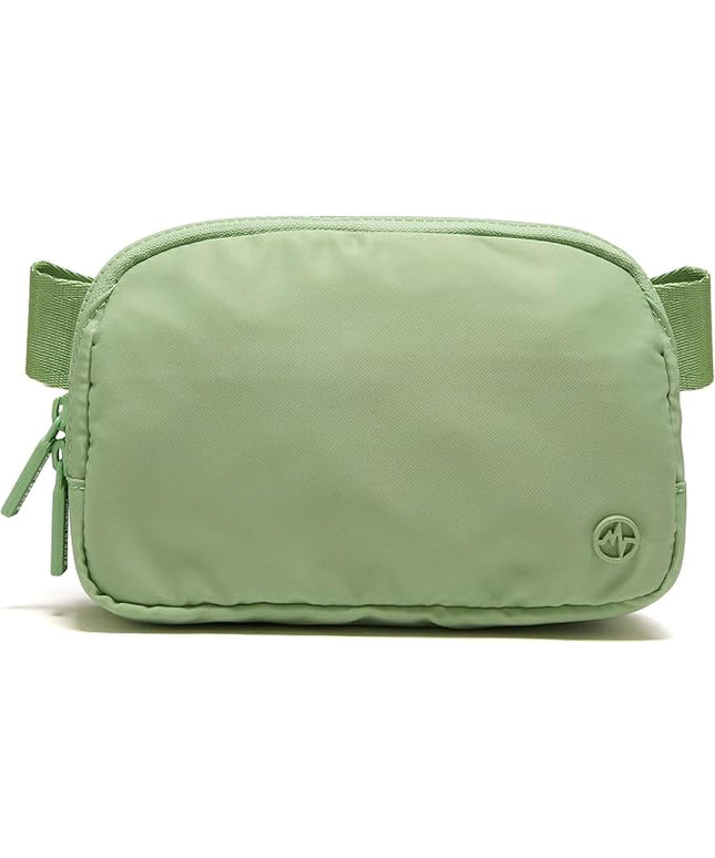 Pander Two Way Zipper Fanny Pack Nylon Everywhere Belt Bag for Women, Water Repellent Waist Packs, Crossbody Bags with Adjustable Strap. (Green Asparagus)