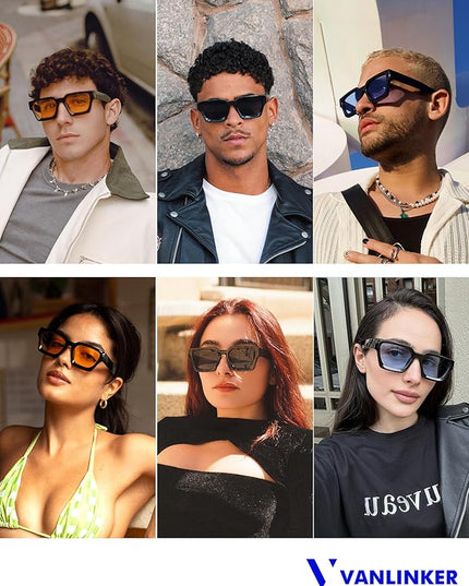 VANLINKER Thick Square Sunglasses for Men Women Retro Chunky Rectangle Shades UV400 Protection VL9731
