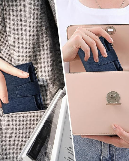 Airkit Small Wallet Women RFID Blocking Soft Leather Bifold Compact Card Holder Wallet for Women with Zipper Coin Pocket 4 ID Window