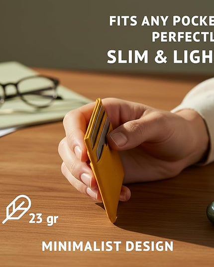Vaultskin MOORGATE Slim Card Holder - Minimalist Leather Wallet, RFID Blocking Sleeve, Fits Front Pocket, for Men and Women