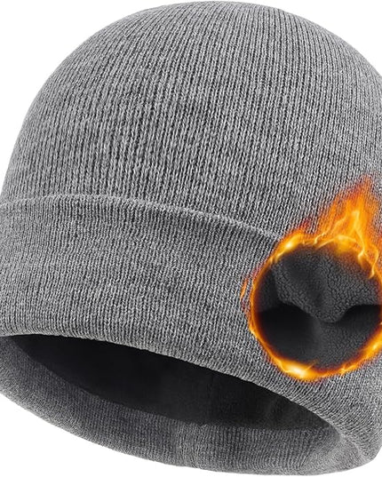 Zylioo Oversize Beanie Hats, XXL Big Size Ribbed Knit Cuffed Winter Hat for Cold Weather, Warm Skull Watch Cap