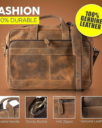 Leather briefcase 18 Inch Laptop Messenger Bags for Men and Women Best Office briefcase Satchel Bag