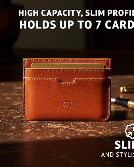 Vaultskin MOORGATE Slim Card Holder - Minimalist Leather Wallet, RFID Blocking Sleeve, Fits Front Pocket, for Men and Women