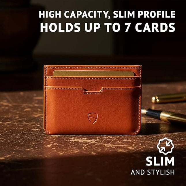 Vaultskin MOORGATE Slim Card Holder - Minimalist Leather Wallet, RFID Blocking Sleeve, Fits Front Pocket, for Men and Women