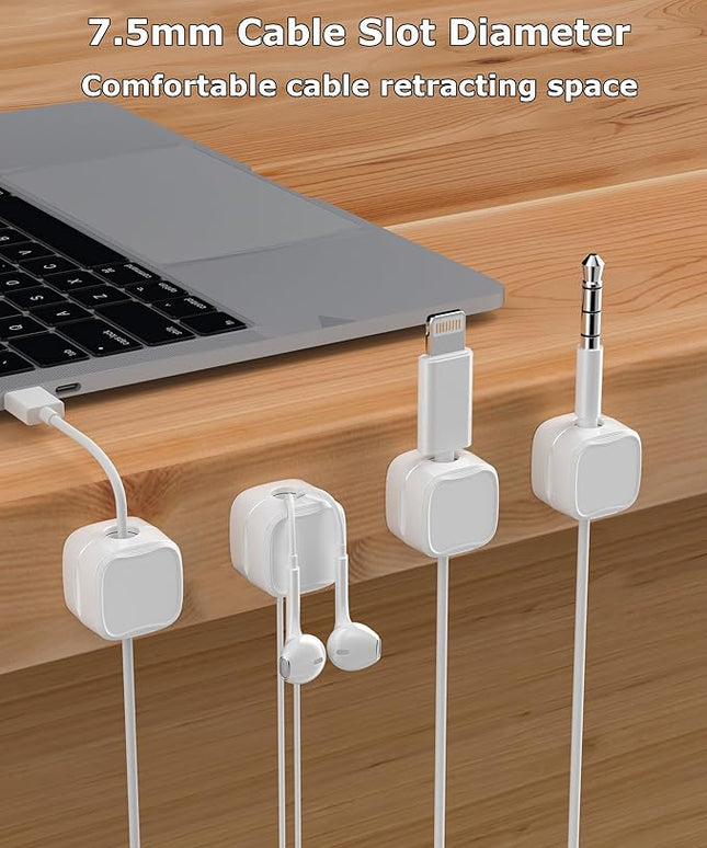 Magnetic Cable Clips, Adjustable Cord Holder Management, Adhesive Wire Keeper Organizer for Home Office Desk Phone PC Car Wall Desktop Nightstand Appliance (9-Pack White)