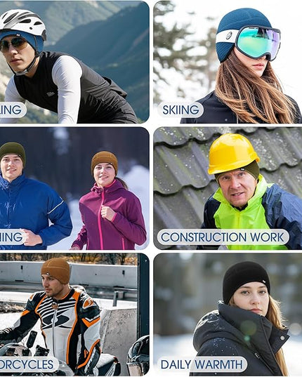 Skull Cap Helmet Liner, Winter Thermal Cycling Cap for Men & Women, Lightweight Cycling Hat for Biking Running Outdoor Work