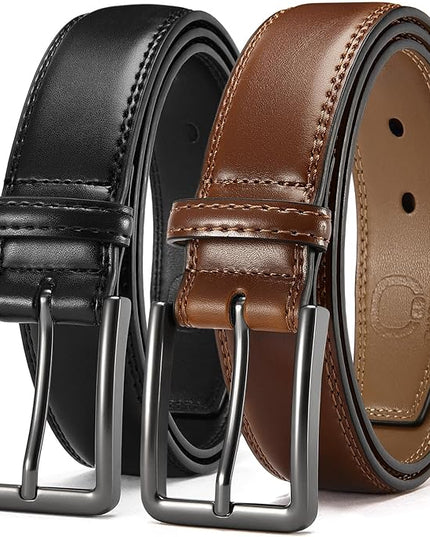 CHAOREN Leather Dress Belt Men 2 Pack - 1 3/8" Mens Belts for Work Business Casual Jeans