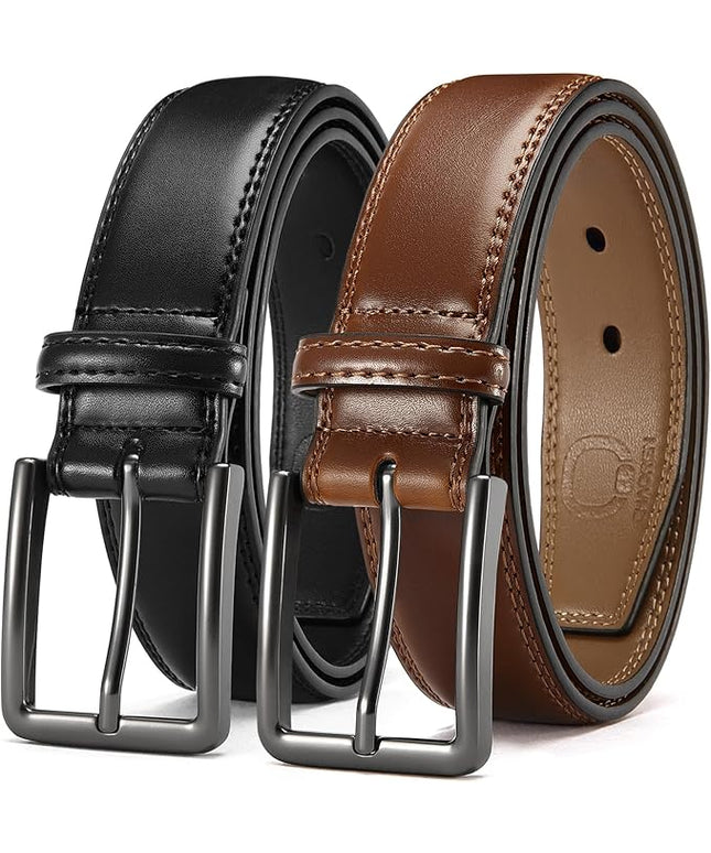CHAOREN Leather Dress Belt Men 2 Pack - 1 3/8" Mens Belts for Work Business Casual Jeans