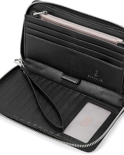 BOSTANTEN Leather Wallet for Women RFID Blocking Zip Around Credit Cards Holder Phone Clutch