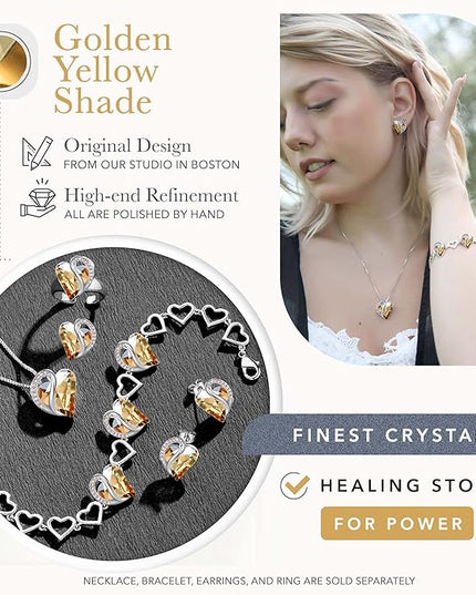 Leafael Infinity Love Heart Link Bracelets, Birthstone or Healing Stone Crystal Bracelet for Women, Silver Tone Jewelry Gifts for Her, 7-inch Chain and 2-inch Extender