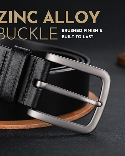Buffway Men's Leather Belt,1.5" Handmade Top-Grain Leather–Durable,Comfortable,Suitable for Everyday Formal & Casual Wear