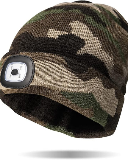 Night Scope Classic Rechargeable LED Warm Knit Beanie Head Light Hat Headlamp for Outdoor Activities