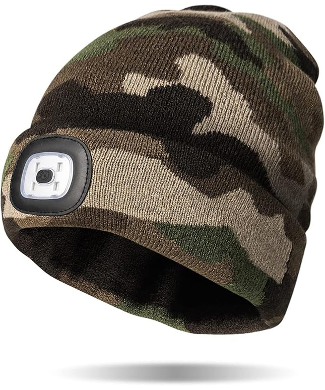 Night Scope Classic Rechargeable LED Warm Knit Beanie Head Light Hat Headlamp for Outdoor Activities