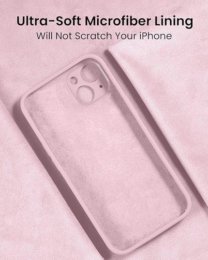 FireNova Designed for iPhone 15 Case, Silicone Upgraded [Camera Protection] Phone Case with [2 Screen Protectors], Soft Anti-Scratch Microfiber Lining Inside, 6.1 inch, Chalk Pink