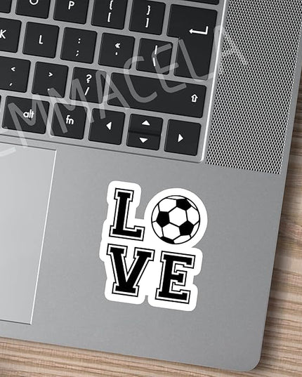 Love Soccer Stickers – Waterproof Vinyl Decals for Tumblers, Laptops, Water Bottles, Phones, Scrapbooks – Cute Soccer Design for Players, Fans, and Teams – 3" x 2.6" (3PCS).