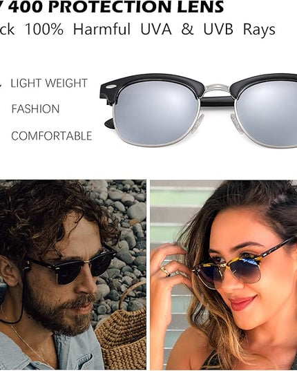 Pro Acme Semi-Rimless Polarized Sunglasses UV 400 Protection for Women Men