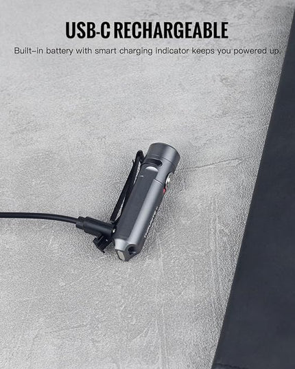 ThruNite Ti Mini Keychain Flashlight, USB-C Rechargeable EDC Pocket Light, Bright 650 Lumens Small Keychain Gadget for Camping, Everyday Carry, Indoor Outdoor Use (Grey Cool White)